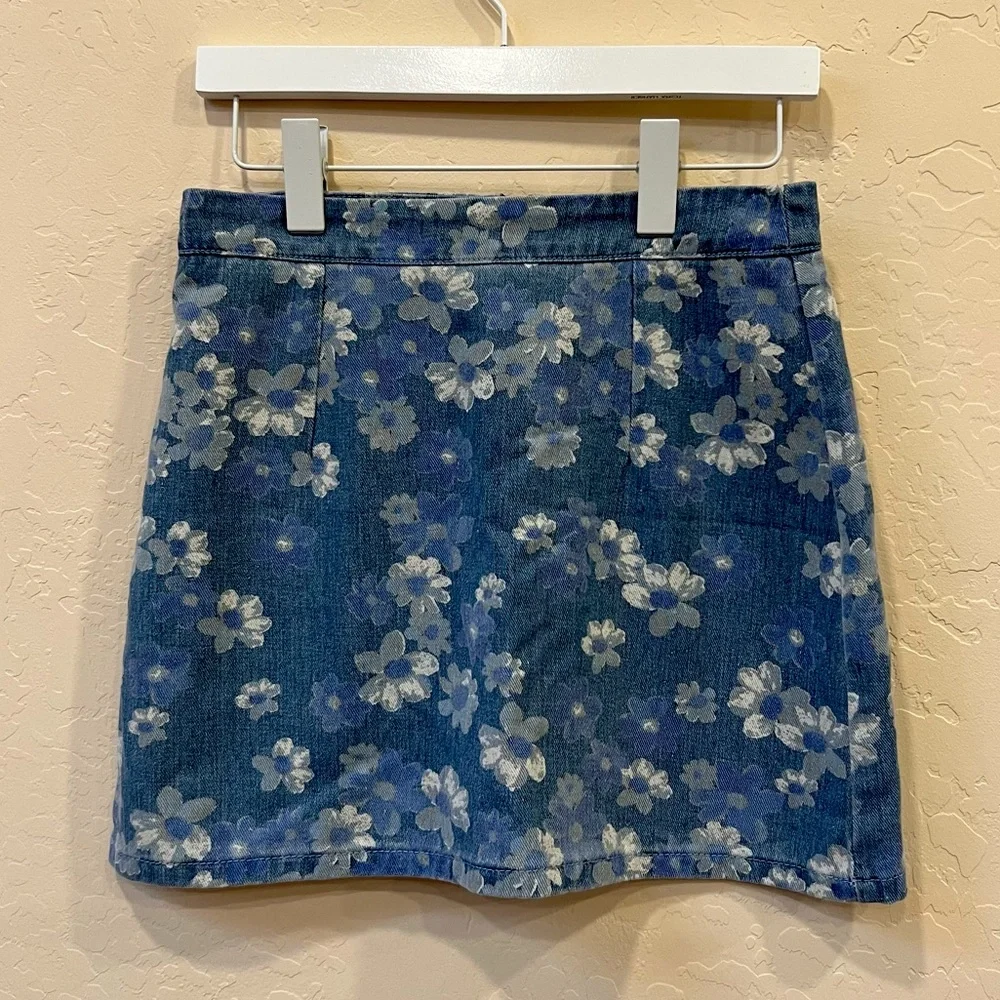 Denim Flower Mini-Skirt - Picture 1 of 5